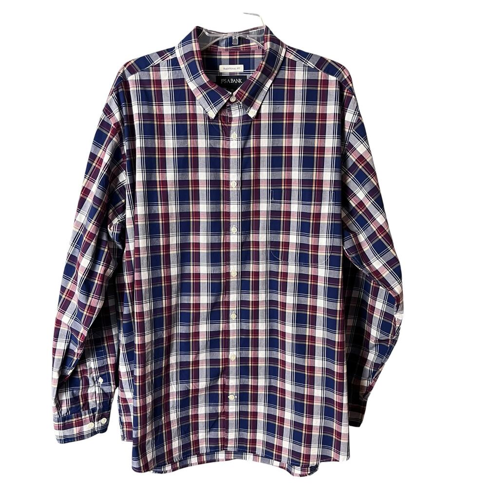 Jos. A. Bank Madras Plaid Long Sleeve Shirt XL Button Down Collar New W/O Tags
